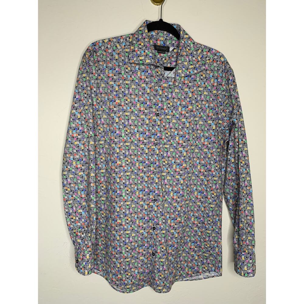 St. Croix Geometric Contemporary Button Up Shirt Multicolor Sz Lqrge